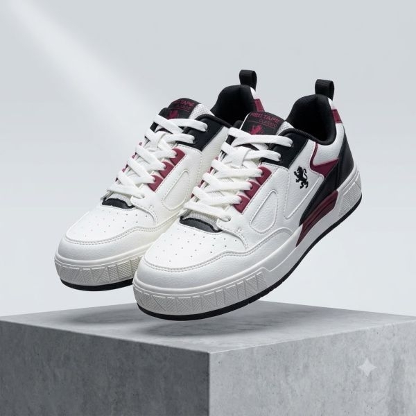 PERO RSLO73A x Red Tape Men's Classic Sneakers - Off-White/Burgundy - Image 5