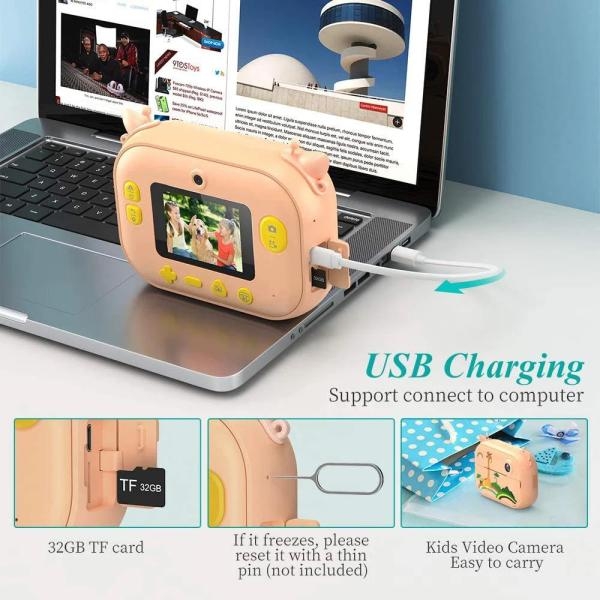 Photos Selfie Video Digital Camera with Paper Film Zero Ink Instant Print Camera - Image 3