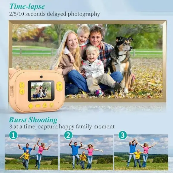 Photos Selfie Video Digital Camera with Paper Film Zero Ink Instant Print Camera for Kids - Image 3