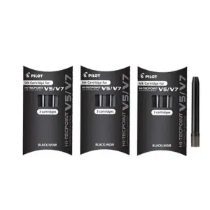 Pilot BXC-V5 / V7 Refill Replacment Spare Liquid Ink Cartridges For Hi-Tecpoint V5 & V7 Cartridge System Rollerball Pen (Pack Of 3 - 9 Cartridges)
