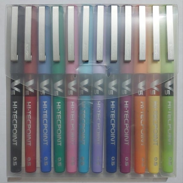 Pilot V5 Hi-Techpoint Pen Rainbow Colour Set of 12 (MultiColour) - Image 2