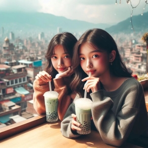 Pink Boba/Bubble Tea Cup For Chilling Bubble Tea Drink