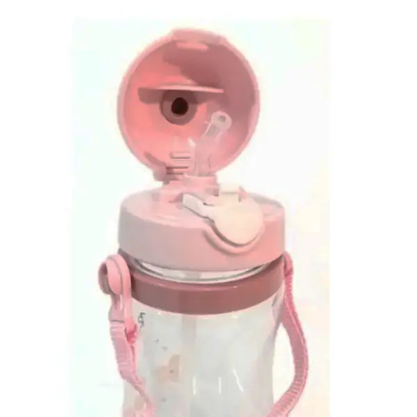 Pink Rabbit Shape Plastic Baby Bottle With Straw For Kids - Image 3