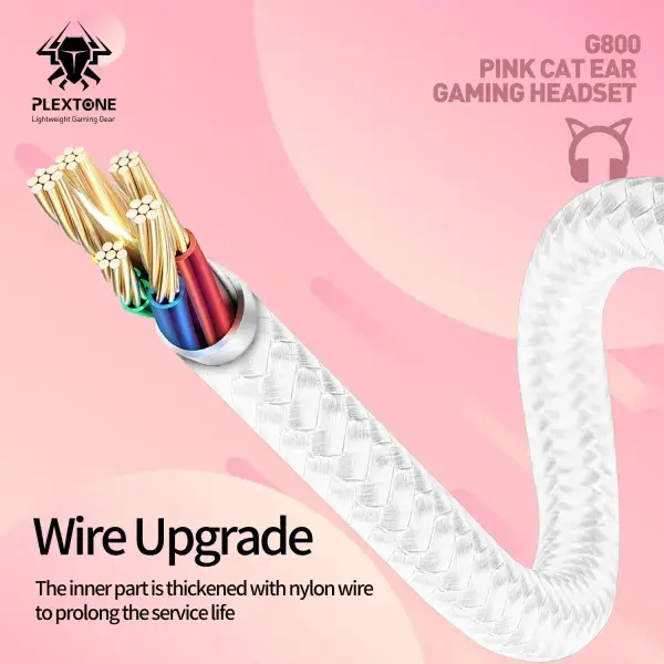Plextone G800 Pink Cute Gaming Headphone With Mic Cat Ear - Image 4