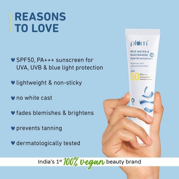 Plum 2% Niacinamide Sunscreen SPF 50 PA+++ With Rice Water 50 GM - Image 2