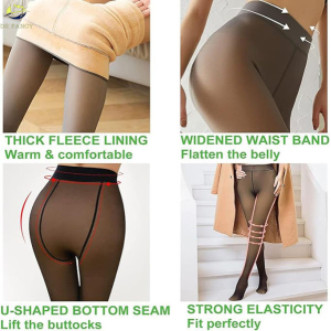 Plus Size Winter Warm Fake Skin Leggings - Women