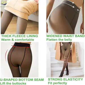 Plus Size Winter Warm Fake Skin Leggings - Women