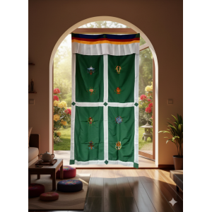 Polyester Fabric Tibetan Lucky 8 Auspicious Symbol Embroidered Door Curtain