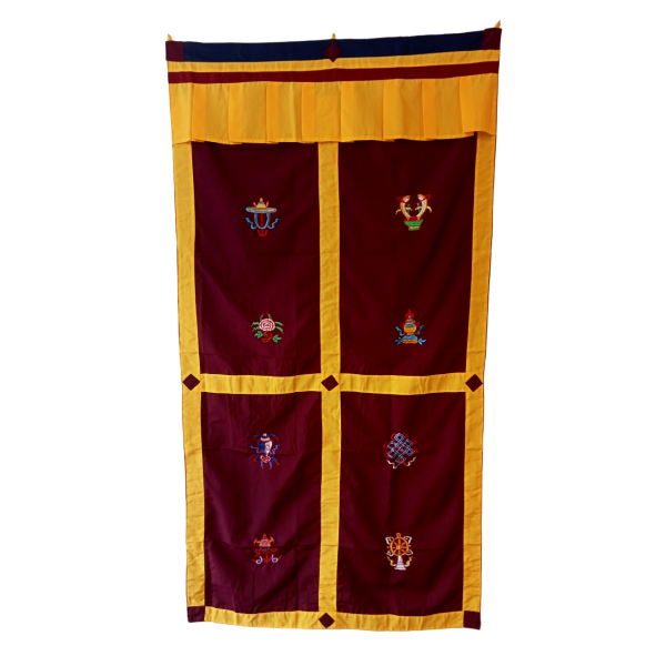 Polyester Fabric Tibetan Lucky 8 Auspicious Symbol Embroidered Door Curtain - Image 5