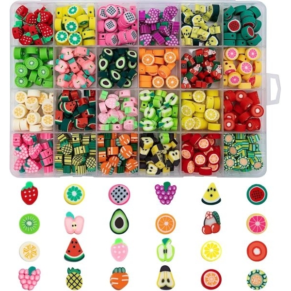 Polymer Clay 10Pcs Random Fruit Beads For Jewelry Making- 10Mm - Image 3