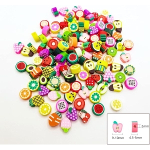 Polymer Clay 10Pcs Random Fruit Beads For Jewelry Making- 10Mm