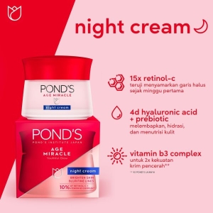 Pond's Age Miracle Youthful Glow Night Cream 45g Made in Thailand