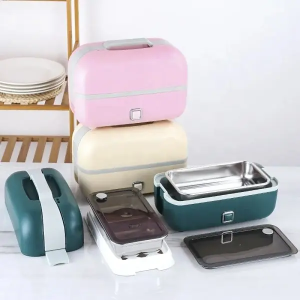 Portable Electric Double Layer Inner Steel Bento Lunch Box for Kids and Adults (Color may vary) - Image 3