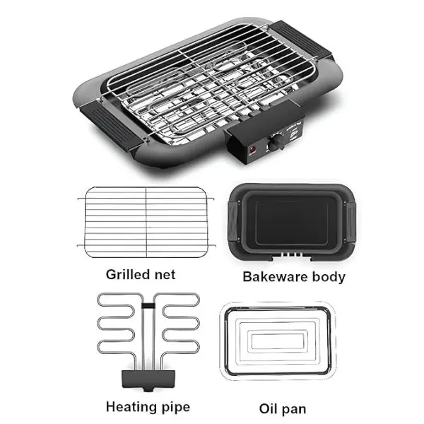 Portable Electric Grill 2000W Smokeless Indoor / Outdoor Barbeque Set Adjustable Temperature Control Tandoor With Skewers , Removable Drip Tray Portable Electric BBQ For Home Use - Image 3