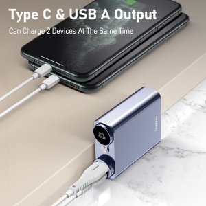 portable Inotek 10000mAh 22.5W fast-charging power bank – compact