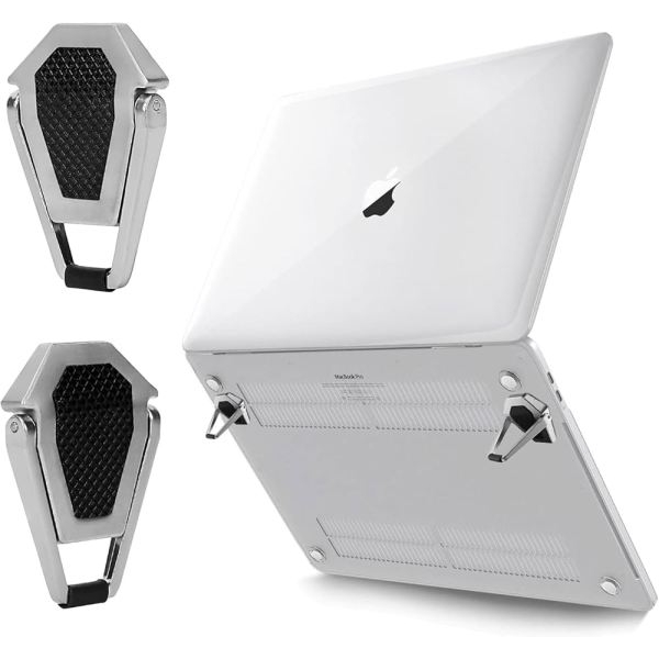 Portable Invisible Laptop Riser Tabletop Stand | Mini Aluminum Cooling Pad, Ergonomic Lightweight Laptop Desk Stand for MacBook, Lenovo, Dell, HP & Other Laptops 12"-17" (Silver) Pack of 2 - Image 2