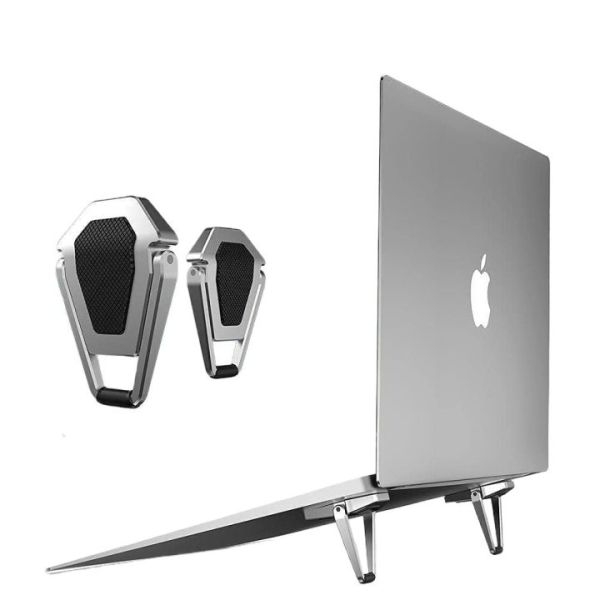 Portable Invisible Laptop Riser Tabletop Stand | Mini Aluminum Cooling Pad, Ergonomic Lightweight Laptop Desk Stand for MacBook, Lenovo, Dell, HP & Other Laptops 12"-17" (Silver) Pack of 2 - Image 3