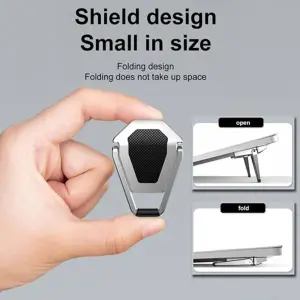 Portable Invisible Laptop Riser Tabletop Stand | Mini Aluminum Cooling Pad, Ergonomic Lightweight Laptop Desk Stand for MacBook, Lenovo, Dell, HP & Other Laptops 12"-17" (Silver) Pack of 2