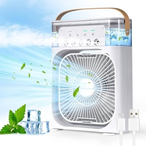 Portable Mini Humidifier Fan with 7 Colors LED Light and 500 ml Water Tank USB Personal Cooler