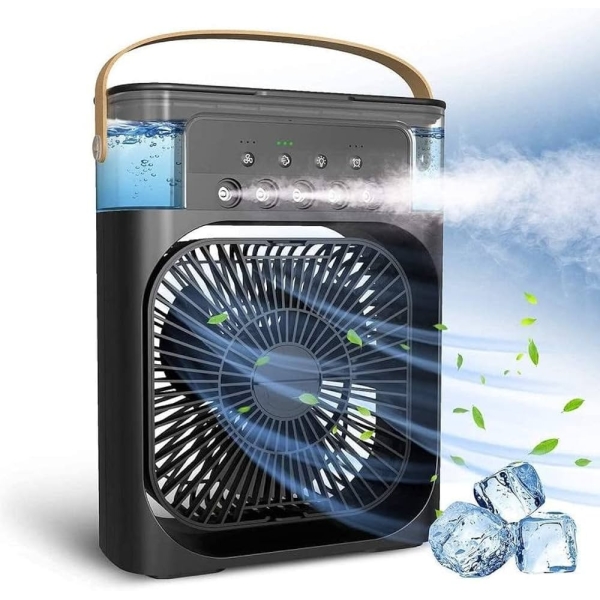 Portable Mini Humidifier Fan with 7 Colors LED Light and 500 ml Water Tank USB Personal Cooler - Image 7