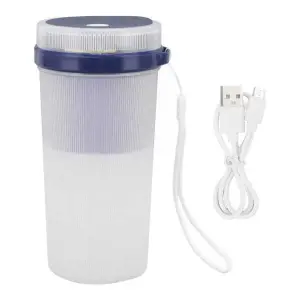 Portable Mini Juicer with Safety Lock with 6 Leaf Knife and Blue Light Waterproof Display for Home, USB Charging, Electric Rechargeable Juice Cup