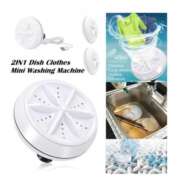 Portable Mini Washing Machine Ultrasonic Turbine Clothes Washer for Travel Home - Image 3