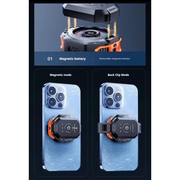 Portable Mobile Phone Cooler with Rechargeable Battery, Wireless Semiconductor Coolng Fan Radiator, 2-Gear Adjustable - Image 5