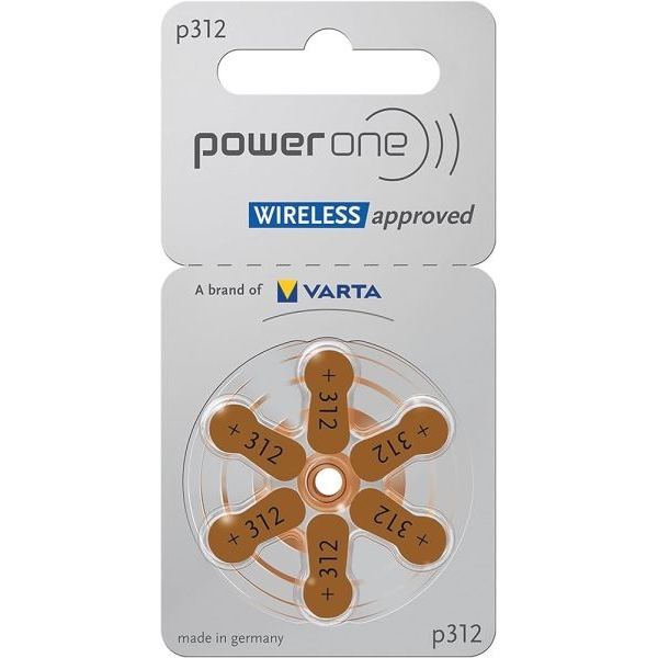 Power One Wireless Highlevel Hearing Battery, P312(6 Batteries set) - Image 2