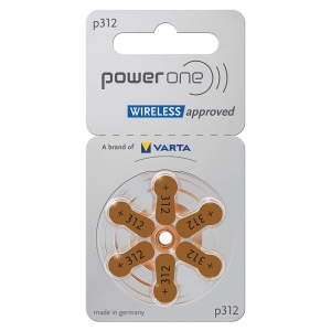 Power One Wireless Highlevel Hearing Battery, P312(6 Batteries set)