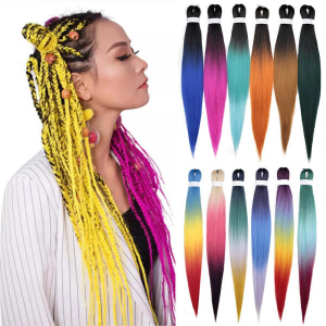 Pre Stretched Synthetic Branding Hair Ombre Extensions