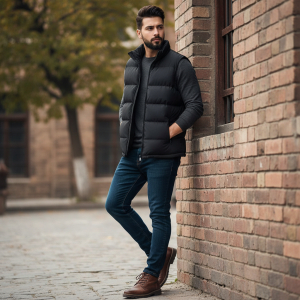 Pre-Winter Half Sleeve Poly Fiber Jacket For Men's.
