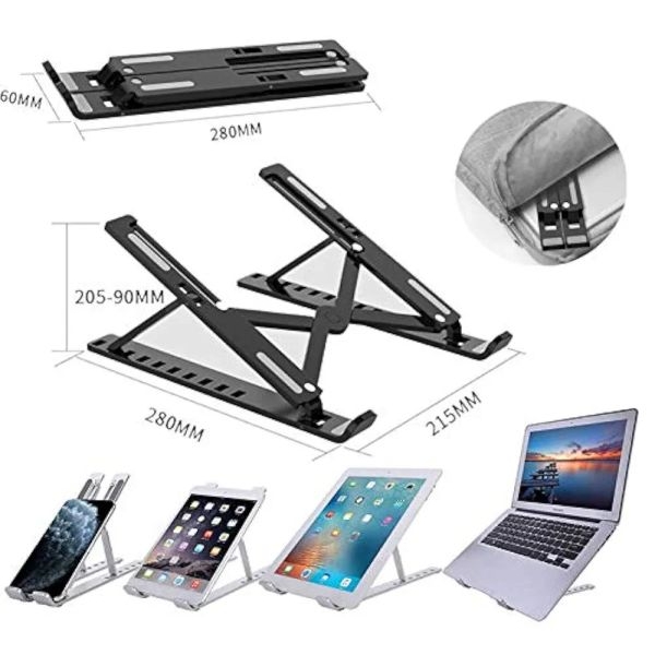 Premium Foldable Adjustable Laptop Stand Black – Portable Aluminum Alloy Holder for 10-17 inch Laptops - Image 4