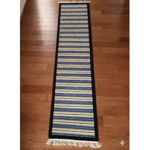Premium Hand-Knotted Tibetan Wool Rug - Traditional Nepalese Artisan Carpet - 100 Knots Per Inch - 1.38 ft x 5.28 ft