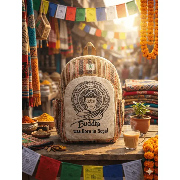 Premium Handmade Hemp Cotton Backpack – Durable, Eco-Friendly & Stylish | Made in Nepal - Image 2