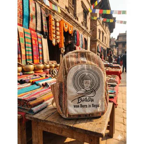 Premium Handmade Hemp Cotton Backpack – Durable, Eco-Friendly & Stylish | Made in Nepal - Image 3