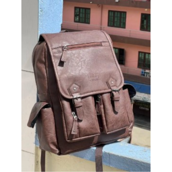 Premium PU Leather Backpack |Best Bag For College And Office Purposes For Men/Suitable To Carry Laptop And Easy For Traveling And Treks - Image 4