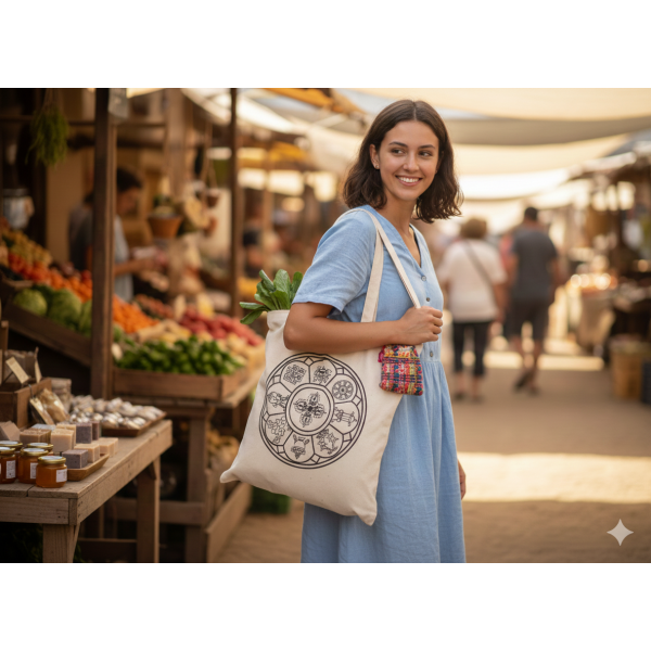 Printed Cotton Tote Bag-Side Bag-Shoulder Bag For Women - Image 5