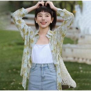 Printed Shirt Chiffon Material For Women
