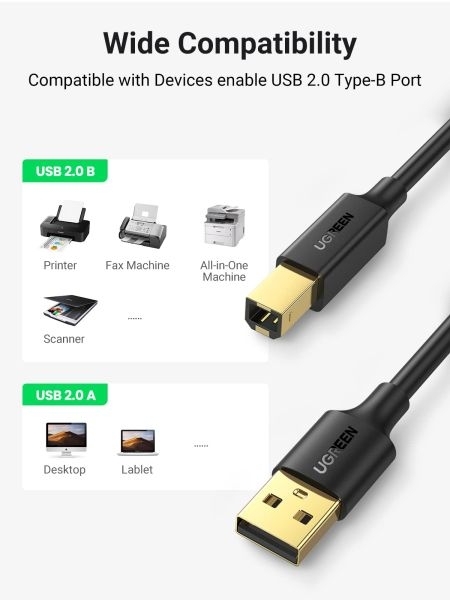 1.5M Usb A Male To B Male Scanner Cord