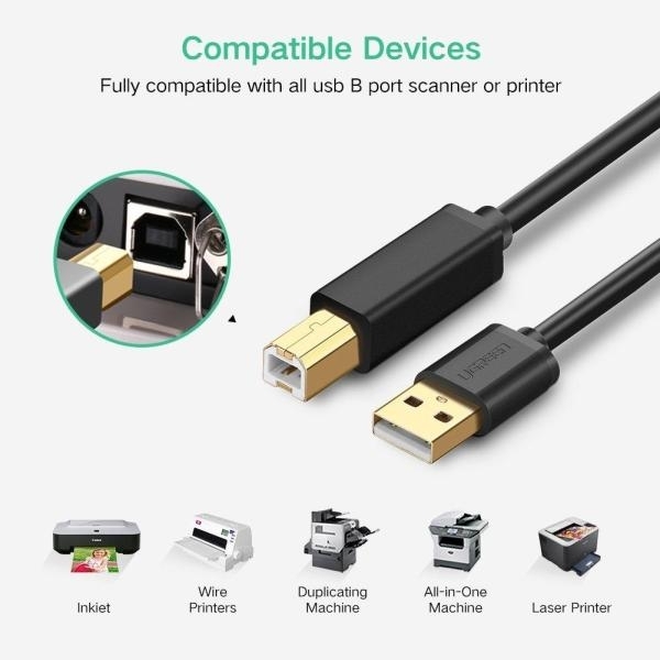 Printer Cable, Usb 2.0 Type A To B Lead, 1.5M Usb A Male To B Male Scanner Cord - Image 4