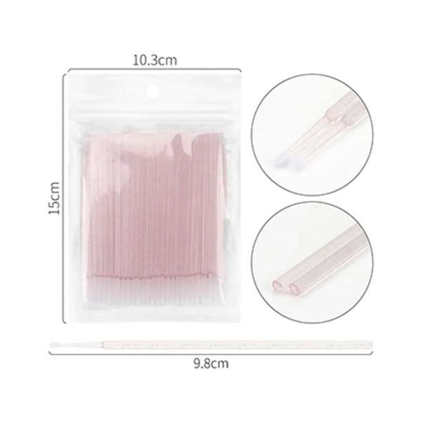 Professional Eyelashes Extension Buds Eyelash Cleaning Brush Glitter Handle Micro Eyelash Extension Brush Micro Applicator Brush Disposable Micro Cotton Swab Brush - Image 4