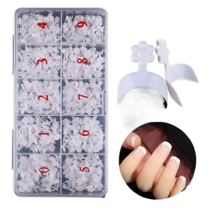 Professional French Nail Tips Extension for Nail Technicians Short Style Acrylic False Case Finger 10 Sizes Nails White 500Pcs Nail Tips Salon Use Nails