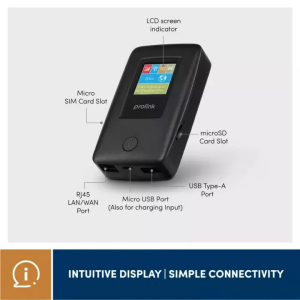 Prolink 4G LTE Portable Mobile MiFi And LCD Display LAN Port With Powerbank (5200mAh DL-7203E)