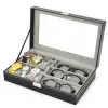Pu Leather Watch Box- 10 Wide Watch Slots Portable Clock Box Storage Organizer