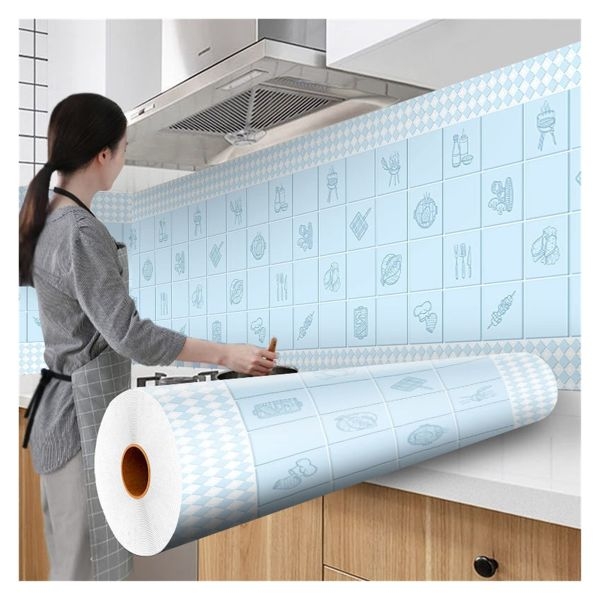 PVC Self-Adhesive Waterproof Wallpaper Roll for Kitchen and Bathroom Wall Decor - Image 3