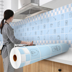 PVC Self-Adhesive Waterproof Wallpaper Roll for Kitchen and Bathroom Wall Decor