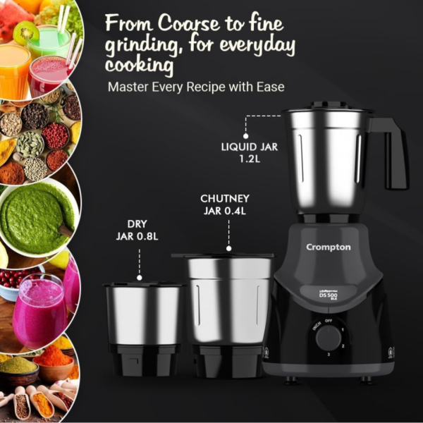 Questa EXP 500W 3 Jar Mixer Grinder | Motor Vent-X Technology | Ergonomic Design - Image 4