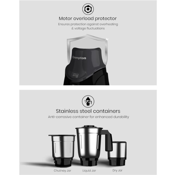 Questa EXP 500W 3 Jar Mixer Grinder | Motor Vent-X Technology | Ergonomic Design - Image 5