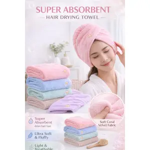 Quickly Dry Hair Hat Super Absorbent Soft Bathroom Women Head Towels Girls Simple plain Hair Towel Hair Dry Wrap Bonnets