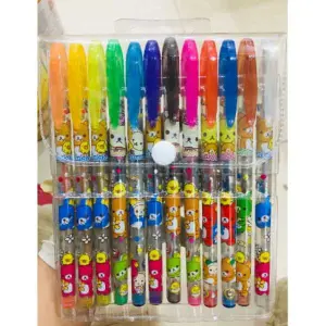 Rainbow Colours Glitter Ballpoint Pens for Creative Arts and Drawings 12pcs Set